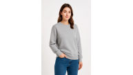 Kadın 3 İplik Pamuklu Düz Bisiklet Yaka SweatShirt - Gri