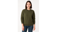 Kadın 3 İplik Pamuklu Düz Bisiklet Yaka SweatShirt - Haki