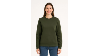 Kadın 3 İplik Pamuklu Düz Bisiklet Yaka SweatShirt - Haki