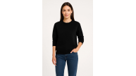 Kadın 3 İplik Pamuklu Düz Bisiklet Yaka SweatShirt - Siyah