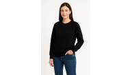 Kadın 3 İplik Pamuklu Düz Bisiklet Yaka SweatShirt - Siyah