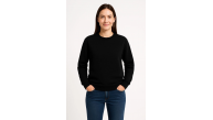 Kadın 3 İplik Pamuklu Düz Bisiklet Yaka SweatShirt - Siyah