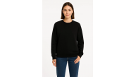 Kadın 3 İplik Pamuklu Düz Bisiklet Yaka SweatShirt - Siyah