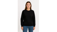 Kadın 3 İplik Pamuklu Düz Bisiklet Yaka SweatShirt - Siyah
