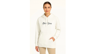 Kadın Kapüşonlu Kanguru Cepli Sweatshirt 3 İplik Pamuklu Baskılı Hoodie - Beyaz Kadın Kapüşonlu Kanguru Cepli Sweatshirt 3 İplik Pamuklu Baskılı Hoodie - Beyaz