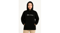 Kadın Kapüşonlu Kanguru Cepli Sweatshirt 3 İplik Pamuklu Baskılı Hoodie - Siyah Kadın Kapüşonlu Kanguru Cepli Sweatshirt 3 İplik Pamuklu Baskılı Hoodie - Siyah