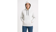 Kadın Kapüşonlu Kanguru Cepli 3 İplik Pamuklu Oversize Hoodie Sweatshirt - Beyaz