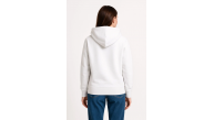 Kadın Kapüşonlu Kanguru Cepli 3 İplik Pamuklu Oversize Hoodie Sweatshirt - Beyaz