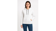 Kadın Kapüşonlu Kanguru Cepli 3 İplik Pamuklu Oversize Hoodie Sweatshirt - Beyaz