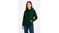 Kadın 3 İplik Pamuklu Kapüşonlu Kanguru Cepli Sweatshirt hoodie - Haki
