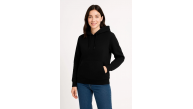 Kadın 3 İplik Pamuklu Kapüşonlu Kanguru Cepli Sweatshirt hoodie - Siyah