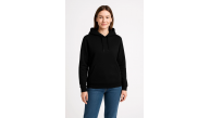 Kadın 3 İplik Pamuklu Kapüşonlu Kanguru Cepli Sweatshirt hoodie - Siyah
