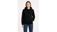 Kadın 3 İplik Pamuklu Kapüşonlu Kanguru Cepli Sweatshirt hoodie - Siyah