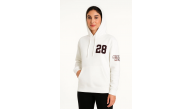 Kadın Kapüşonlu Kanguru Cepli Sweatshirt 3 İplik Pamuklu Baskılı Hoodie - Beyaz Kadın Kapüşonlu Kanguru Cepli Sweatshirt 3 İplik Pamuklu Baskılı Hoodie - Beyaz