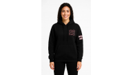 Kadın 3 İplik Pamuklu Kapüşonlu Kanguru Cepli Baskılı Hoodie Sweatshirt - Siyah