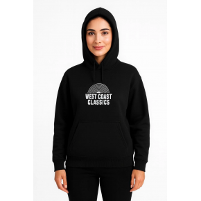 Kadın Oversize Kapüşonlu Cepli Baskılı 3 İplik Pamuklu Hoodie Sweatshirt - Siyah