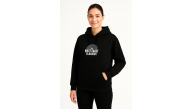 Kadın Oversize Kapüşonlu Cepli Baskılı 3 İplik Pamuklu Hoodie Sweatshirt - Siyah Kadın Oversize Kapüşonlu Cepli Baskılı 3 İplik Pamuklu Hoodie Sweatshirt - Siyah