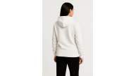 Kadın 3 İplik Kapüşonlu Tam Fermuarlı Kanguru Cepli Sweatshirt Hoodie - Beyaz