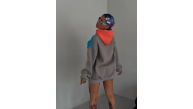 Kadın W Nakış İşlemeli Kapüşonlu 3 iplik pamuklu Parçalı Sweatshirt Hoodie - Mavi Kadın W Nakış İşlemeli Kapüşonlu 3 iplik pamuklu Parçalı Sweatshirt Hoodie - Mavi