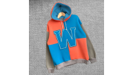 Kadın W Nakış İşlemeli Kapüşonlu 3 iplik pamuklu Parçalı Sweatshirt Hoodie - Mavi Kadın W Nakış İşlemeli Kapüşonlu 3 iplik pamuklu Parçalı Sweatshirt Hoodie - Mavi