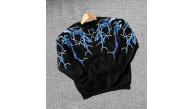 Kadın Yıldırım Baskılı Bisiklet Yaka 3 iplik pamuklu Sweatshirt - Siyah Kadın Yıldırım Baskılı Bisiklet Yaka 3 iplik pamuklu Sweatshirt - Siyah