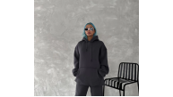 Kadın Kapüşonlu Kanguru Cepli 3 İplik Pamuklu Oversize Hoodie Sweatshirt - Füme Kadın Kapüşonlu Kanguru Cepli 3 İplik Pamuklu Oversize Hoodie Sweatshirt - Füme