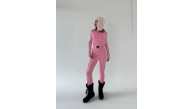 Kadın Kemer Detaylı Fermuarlı Tulum - Pembe Kadın Kemer Detaylı Fermuarlı Tulum - Pembe