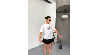 KADIN Baskılı T-Shirt Kısa Kol Bisiklet Yaka Regular Fit Yazlık Tişört - Beyaz KADIN Baskılı T-Shirt Kısa Kol Bisiklet Yaka Regular Fit Yazlık Tişört - Beyaz