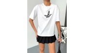 KADIN Baskılı T-Shirt Kısa Kol Bisiklet Yaka Regular Fit Yazlık Tişört - Beyaz KADIN Baskılı T-Shirt Kısa Kol Bisiklet Yaka Regular Fit Yazlık Tişört - Beyaz