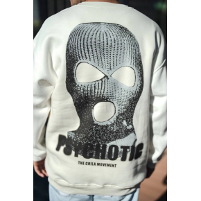 Erkek 3 iplik pamuklu Kışlık Bisiklet Yaka Baskılı SweatShirt - Beyaz