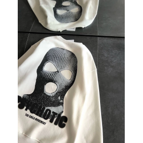 Kadın 3 iplik Kışlık Bisiklet Yaka Baskılı SweatShirt - Beyaz