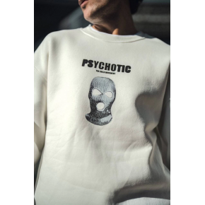 Erkek 3 iplik pamuklu Kışlık Bisiklet Yaka Baskılı SweatShirt - Beyaz