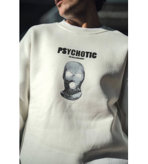 Erkek 3 iplik pamuklu Kışlık Bisiklet Yaka Baskılı SweatShirt - Beyaz