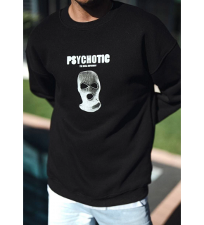Erkek 3 iplik pamuklu Kışlık Bisiklet Yaka Baskılı SweatShirt - Siyah