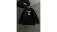 Kadın 3 iplik Kışlık Bisiklet Yaka Baskılı SweatShirt - Siyah