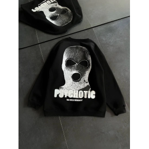 Kadın 3 iplik Kışlık Bisiklet Yaka Baskılı SweatShirt - Siyah