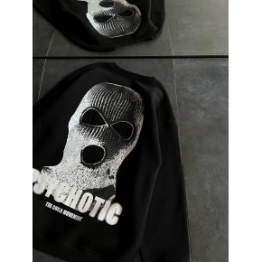 Kadın 3 iplik Kışlık Bisiklet Yaka Baskılı SweatShirt - Siyah