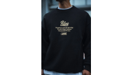 Erkek 3 iplik pamuklu Bisiklet Yaka Ön Ve Arka Baskılı SweatShirt - Siyah