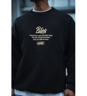 Erkek 3 iplik pamuklu Bisiklet Yaka Ön Ve Arka Baskılı SweatShirt - Siyah