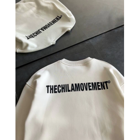 Erkek 3 iplik pamuklu Kışlık Bisiklet Yaka Oversize Baskılı SweatShirt - Beyaz