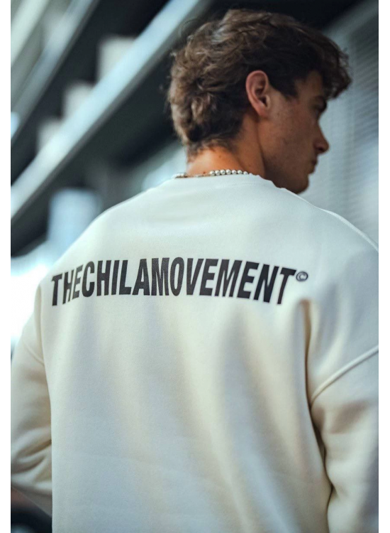 Erkek 3 iplik pamuklu Bisiklet Yaka Baskılı SweatShirt - Beyaz