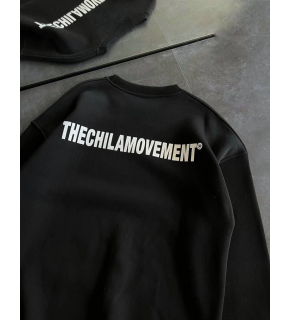 Kadın 3 iplik Kışlık pamuklu Bisiklet Yaka Oversize Baskılı SweatShirt - Siyah