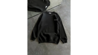 Kadın 3 iplik Kışlık pamuklu Bisiklet Yaka Oversize Baskılı SweatShirt - Siyah