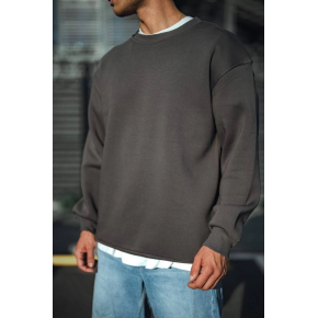Erkek Bisiklet Yaka 3 iplik Pamuklu Basic SweatShirt  - Antrasit