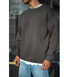 Erkek Bisiklet Yaka 3 iplik Pamuklu Basic SweatShirt  - Antrasit