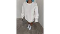 Kadın Bisiklet Yaka 3 İplik Pamuklu Basic SweatShirt - Beyaz Kadın Bisiklet Yaka 3 İplik Pamuklu Basic SweatShirt - Beyaz