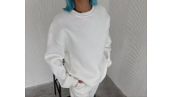 Kadın Bisiklet Yaka 3 İplik Pamuklu Basic SweatShirt - Beyaz Kadın Bisiklet Yaka 3 İplik Pamuklu Basic SweatShirt - Beyaz
