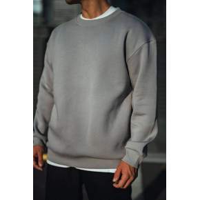 Erkek Bisiklet Yaka 3 İplik pamuklu Basic SweatShirt - Boyalı Gri