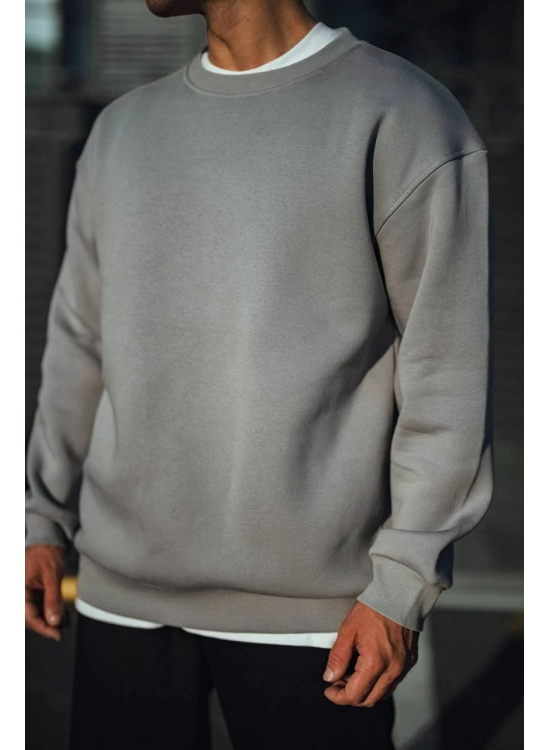 Erkek Bisiklet Yaka 3 İplik pamuklu Basic SweatShirt - Boyalı Gri Erkek Bisiklet Yaka 3 İplik pamuklu Basic SweatShirt - Boyalı Gri