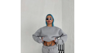 Kadın Bisiklet Yaka 3 İplik Pamuklu Basic SweatShirt - Gri Kadın Bisiklet Yaka 3 İplik Pamuklu Basic SweatShirt - Gri
